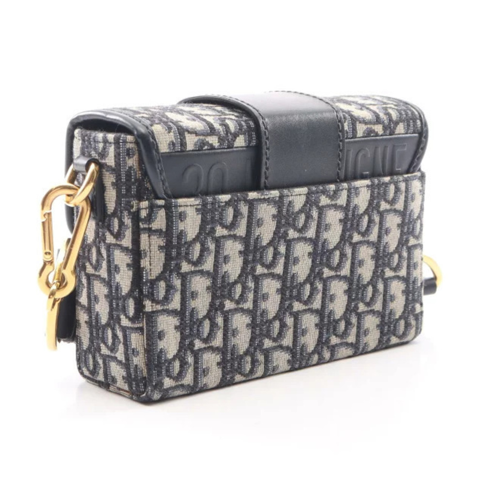 Dior Shoulder MONTAIGNE Oblique Navy Bag Blue  Leather Canvas Christian Blue